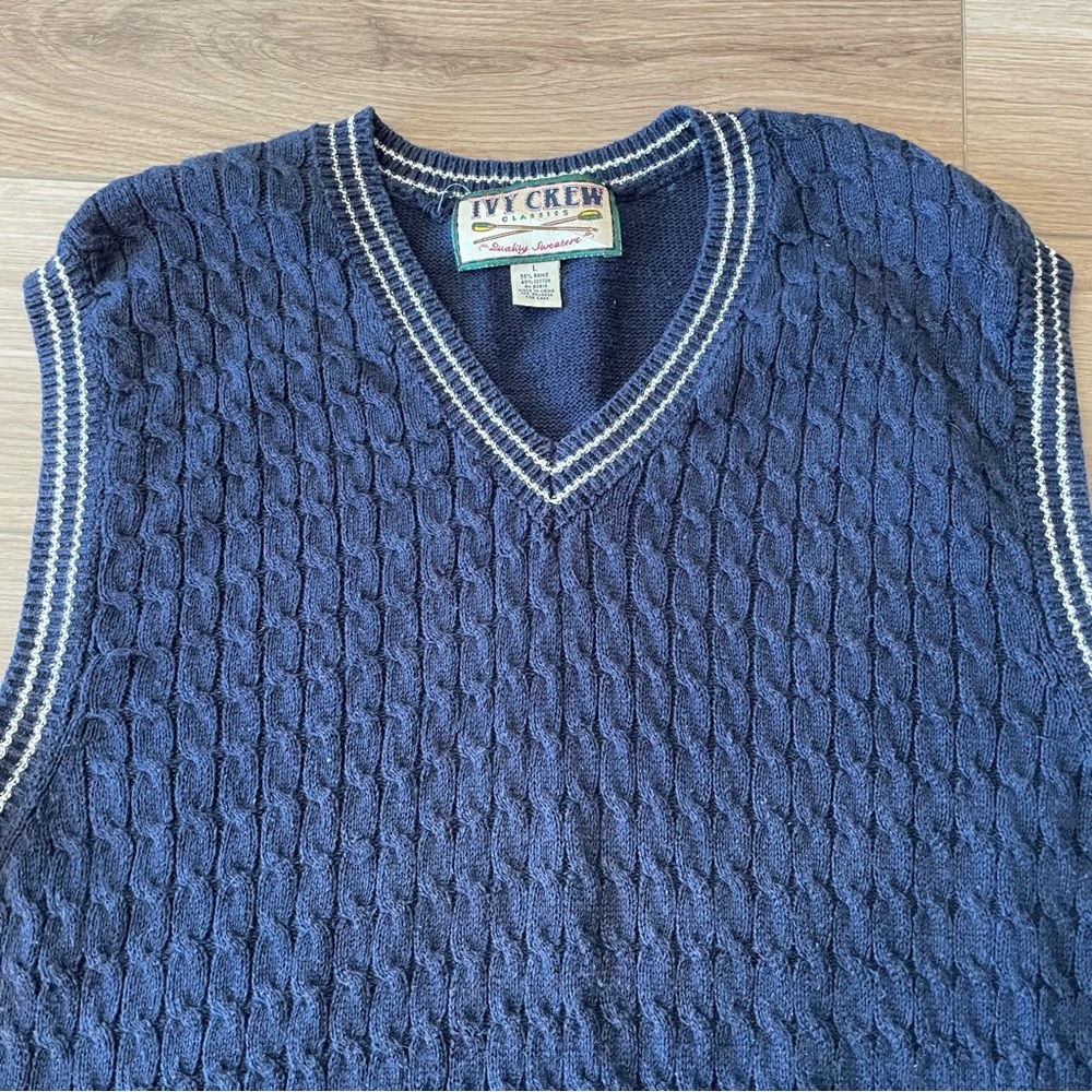 Vintage Ivy Crew Navy Sweater Vest - Picture 3 of 6